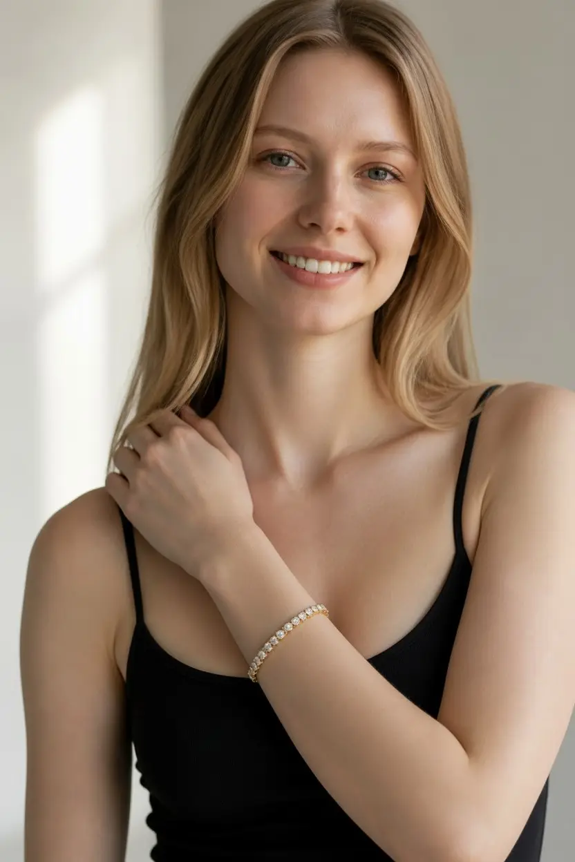 Bracelet tennis en diamants porté au quotidien