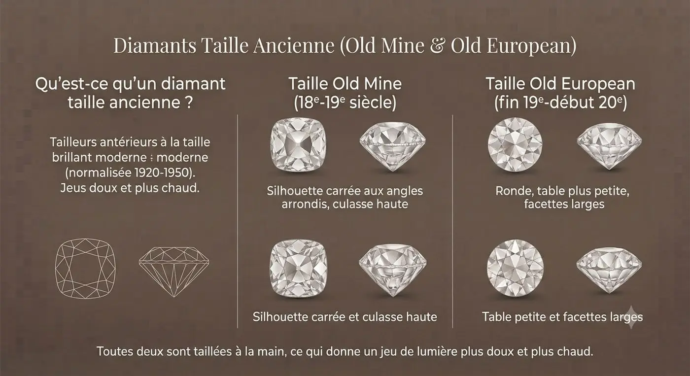 Comparaison des tailles anciennes Old Mine et Old European